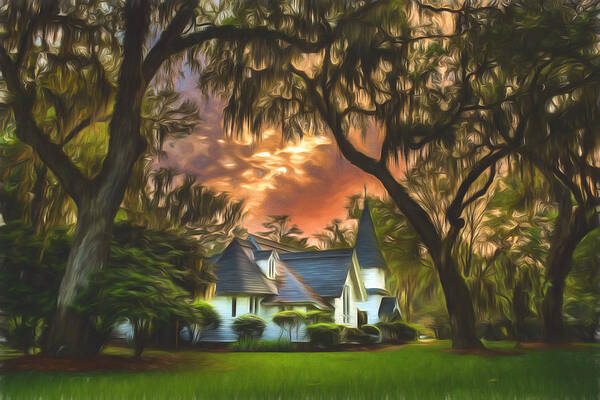 Christ Church Art Print featuring the photograph Amongst Mighty Oaks - Artistic by Chris Bordeleau