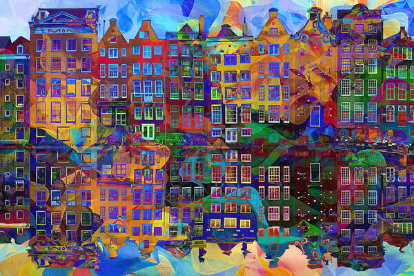 Amsterdam Art Print featuring the painting Amsterdam Abstract by Jacky Gerritsen