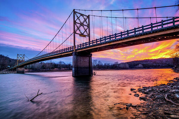 America Art Print featuring the photograph An Arkansas Sunset - Beaver Bridge and the White River by Gregory Ballos