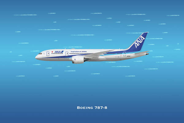 All Nippon Airways Art Print featuring the digital art ANA Boeing 787-8 Dreamliner by Airpower Art