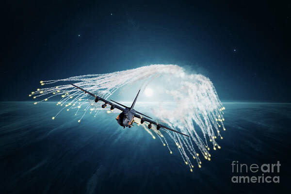 Ac130 Art Print featuring the digital art Angel Protector by Airpower Art