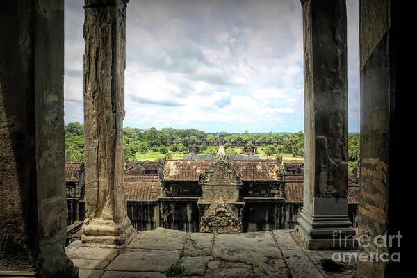 Angkor Wat Art Print featuring the photograph Angkor Courtyard Cambodia by Chuck Kuhn