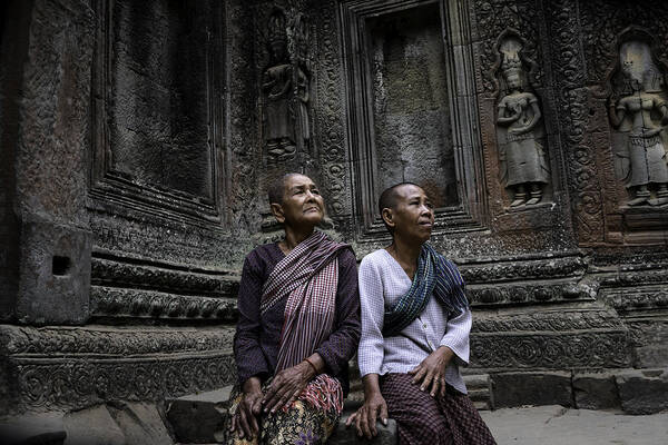 Cambodia Art Print featuring the photograph Angkor Wat old women 1 by David Longstreath