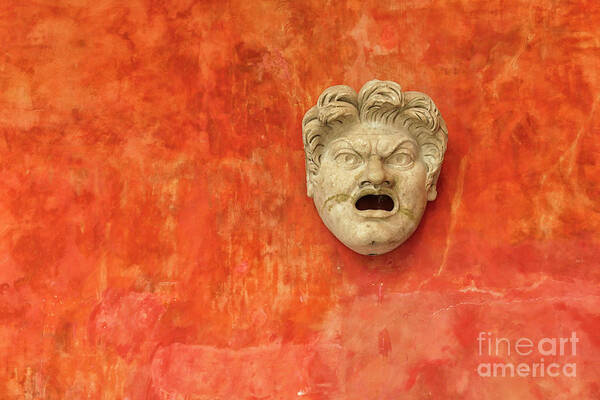 Ancient Art Print featuring the photograph Angry stone face of white man by Patricia Hofmeester