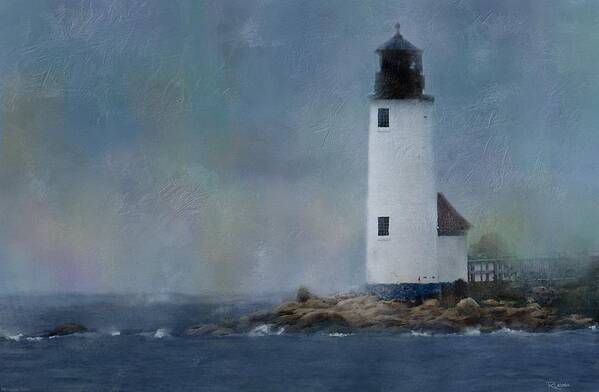 Lighthouse Art Print featuring the digital art Anisquam Rain by Sand And Chi