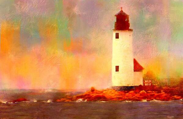 Lighthouse Art Print featuring the painting Annisquam Rainbow by Sand And Chi