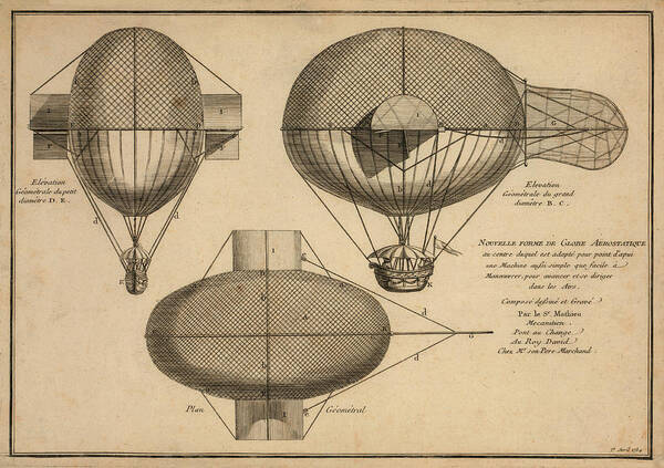 Vintage Art Print featuring the drawing Antique Aeronautics by Vintage Pix