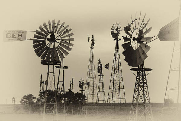 Minnesota Art Print featuring the photograph Antique Windmills by Patricia Schaefer