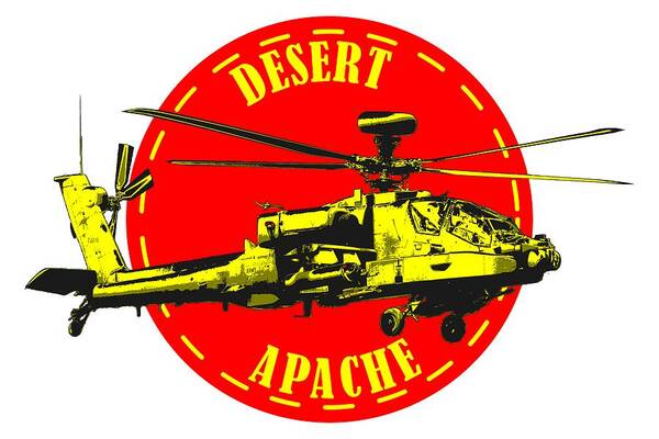 Apache Art Print featuring the digital art Apache on Desert by Piotr Dulski
