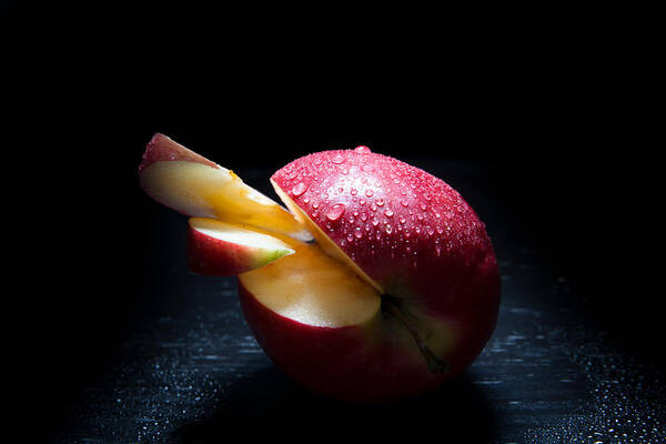 Apple Art Print featuring the photograph Apple and drops by Christine Sponchia