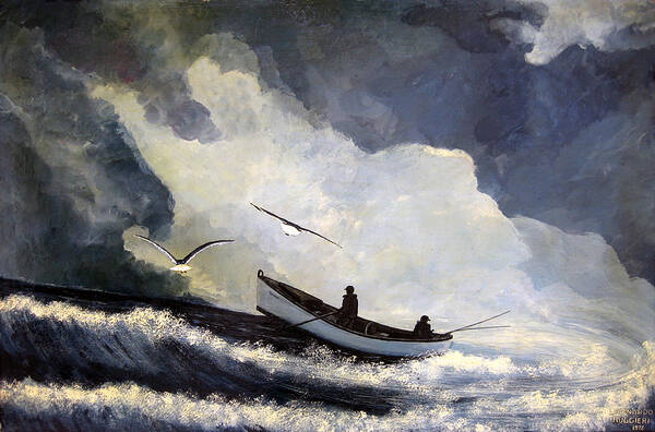Seascape Art Print featuring the painting Aproaching Storm by Leonardo Ruggieri