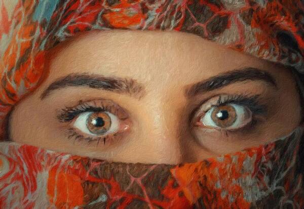Woman Portrait Art Print featuring the painting Arabian beauty by Vincent Monozlay