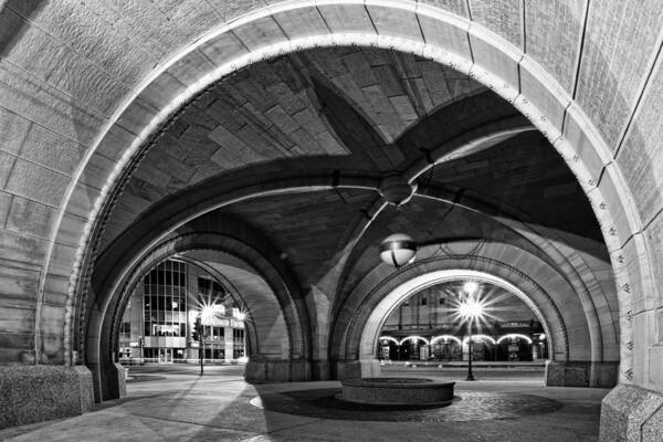 Cj Schmit Art Print featuring the photograph Arched in Black and White by CJ Schmit
