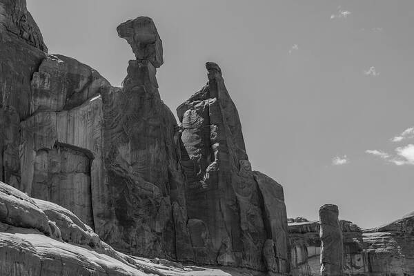 American West Art Print featuring the photograph Arches National Park Top Black and White by John McGraw