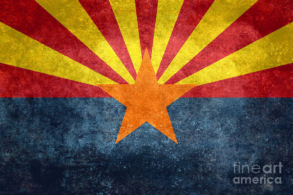 Arizona Art Print featuring the digital art Arizona state flag by Sterling Gold