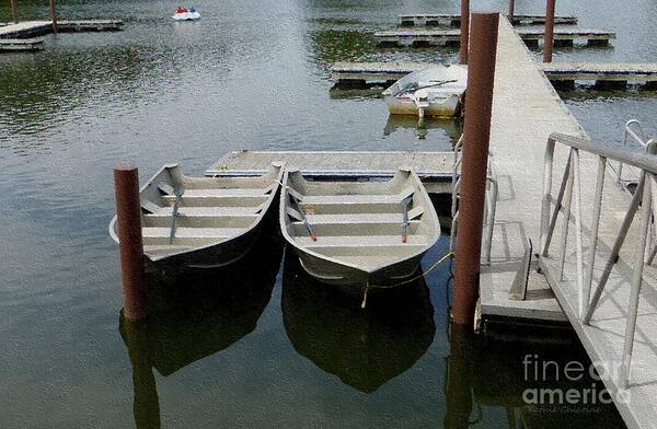 Rowboats Art Print featuring the photograph At the Dock by Kathie Chicoine