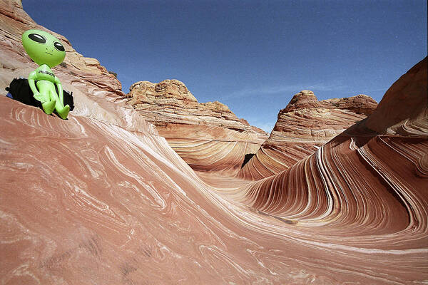 Alien Art Print featuring the photograph Atypical Tourist Visits The Wave by Richard Henne