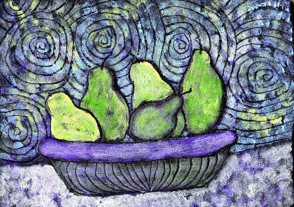 Food Art Print featuring the painting August Pears by Wayne Potrafka