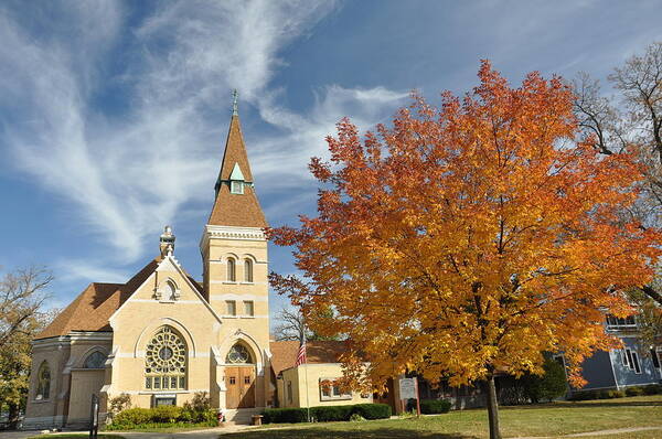 Architecture Art Print featuring the photograph Autumn Church by Daniel Ness