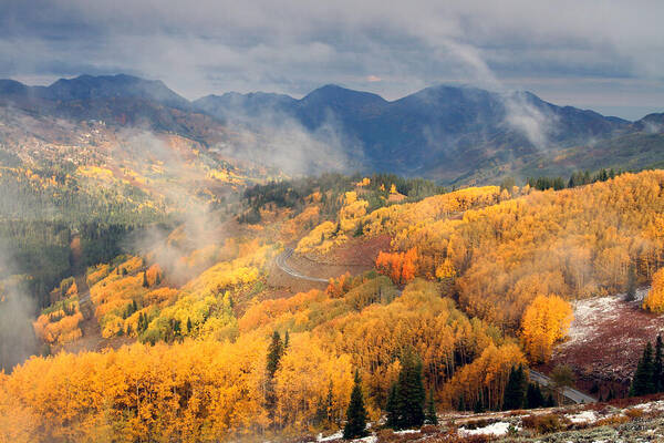 Landscape Art Print featuring the photograph Autumn Color and Fog by Brett Pelletier