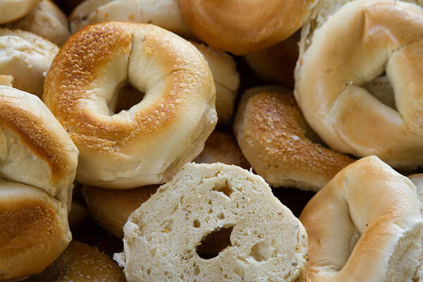 Food Art Print featuring the photograph Bagels 1 by Michael Fryd