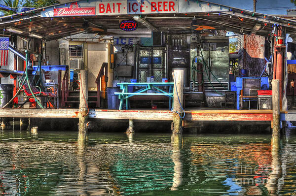 Bait Art Print featuring the photograph Bait Ice Beer shop on bay by Dan Friend