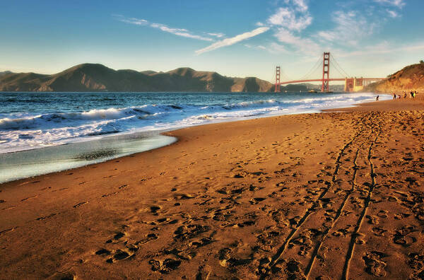 California Art Print featuring the photograph Baker Beach Sunset anf Golden Gate Bridge by Jennifer Rondinelli Reilly - Fine Art Photography