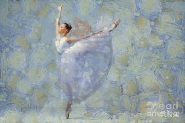 Ballet Art Print featuring the digital art Ballerina in White Dress by Humphrey Isselt