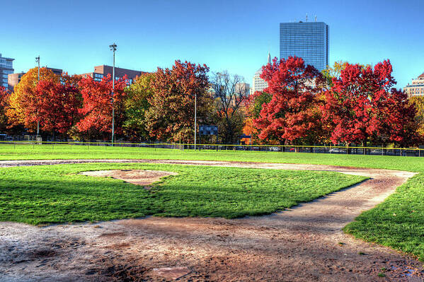 Boston Art Print featuring the photograph Baseball season is over Boston MA Boston Common Baseball Field by Toby McGuire