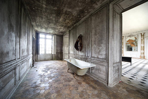 Ghost Town Art Print featuring the photograph Bathroom Decay - Urban Exploration by Dirk Ercken