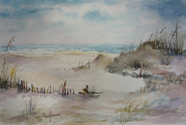 Ocean Art Print featuring the painting Beach Fence by Dorothy Herron