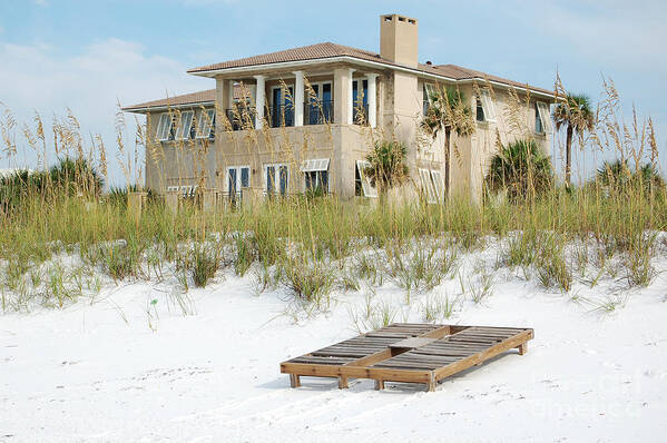 Destin Art Print featuring the photograph Beach House Vacation Home Above Sand Dunes Destin Florida by Shawn O'Brien