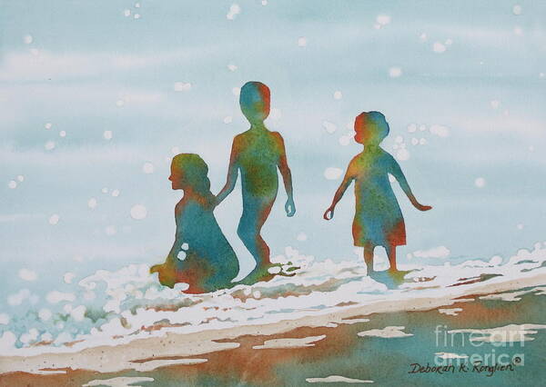 Beach Art Print featuring the painting Beach Kids 2 by Deborah Ronglien