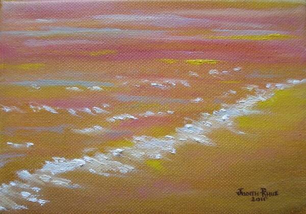 Beach Art Print featuring the painting Beach Sunset by Judith Rhue
