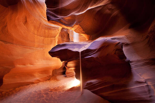 Antelope Canyon Art Print featuring the photograph Beam of Sand - Antelope Canyon by Sylvia J Zarco