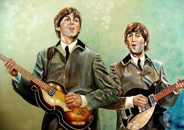 Beatles Art Print featuring the painting Beatles Paul and John by Leland Castro