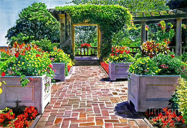 Gardens Art Print featuring the painting Beautiful Italian Gardens by David Lloyd Glover