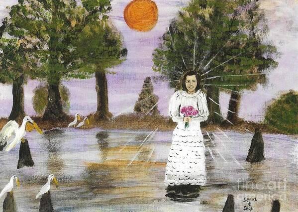 Charlene Art Print featuring the painting Beautiful Little Cajun Saint by Seaux-N-Seau Soileau