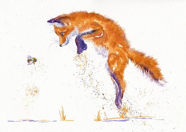 Fox Art Print featuring the painting Bee Innocent by Debra Hall