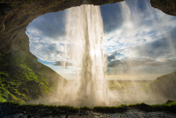 Waterfall Art Print featuring the photograph Behind the waterfall Seljalandsfoss Iceland by Matthias Hauser