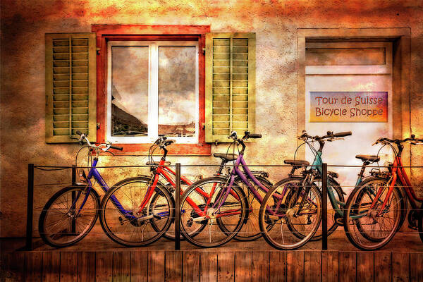 Bike Art Print featuring the photograph Bicycle Line-Up by Debra and Dave Vanderlaan