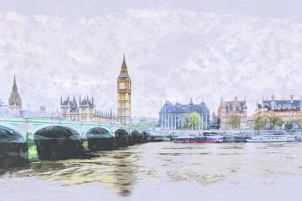 London Art Print featuring the photograph Big Ben and Westminster Bridge London England by Anthony Murphy