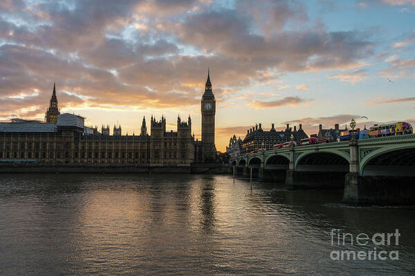 Big Ben Art Print featuring the photograph Big Ben London Sunset by Mike Reid