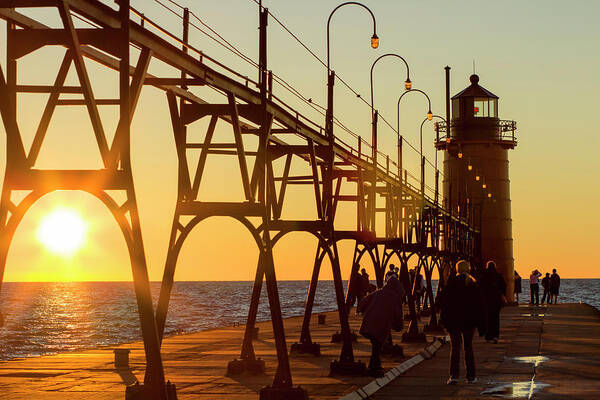 South Haven Art Print featuring the photograph Big Bright Sunset by Tammy Chesney