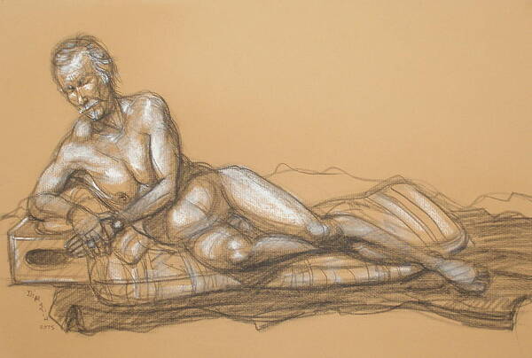 Realism Art Print featuring the drawing Bill Reclining by Donelli DiMaria