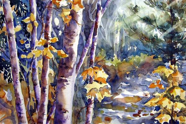 Watercolor Art Print featuring the painting Birch and Maple 2 by Chito Gonzaga