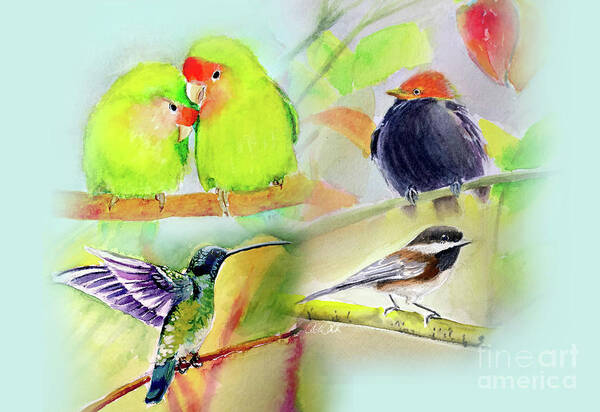 Hummingbird Art Print featuring the painting Birds by Allison Ashton