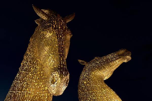 Kelpies Art Print featuring the photograph Black and Gold by Stephen Taylor