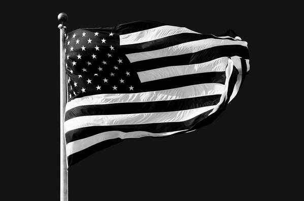 B&w American Flag Art Print featuring the photograph Black and White American Flag by Steven Michael