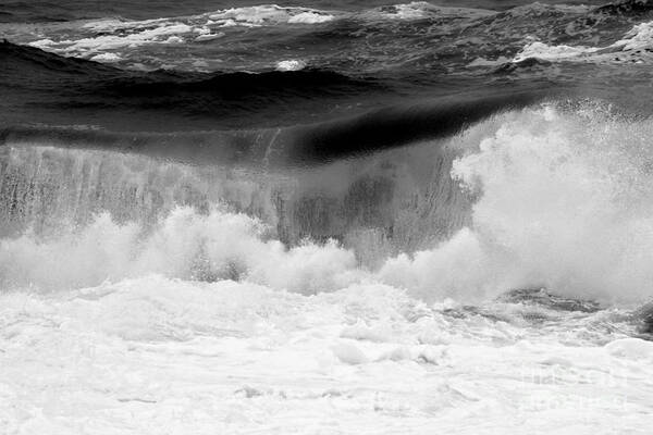 Black And White Art Print featuring the photograph Black And White Ocean Breakers by Adam Jewell